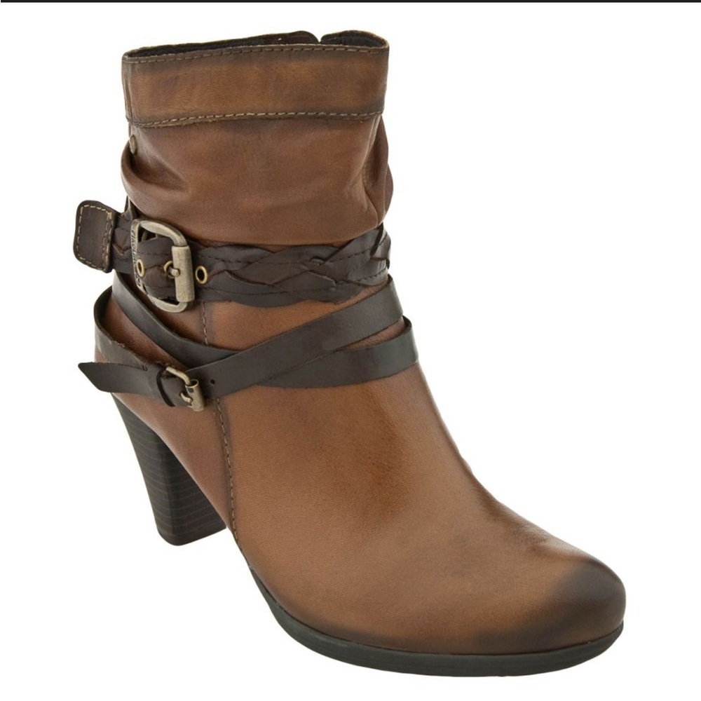 Pikolino Verona Brown Leather Heeled Ankle Boots Booties Size 6 Western Riding